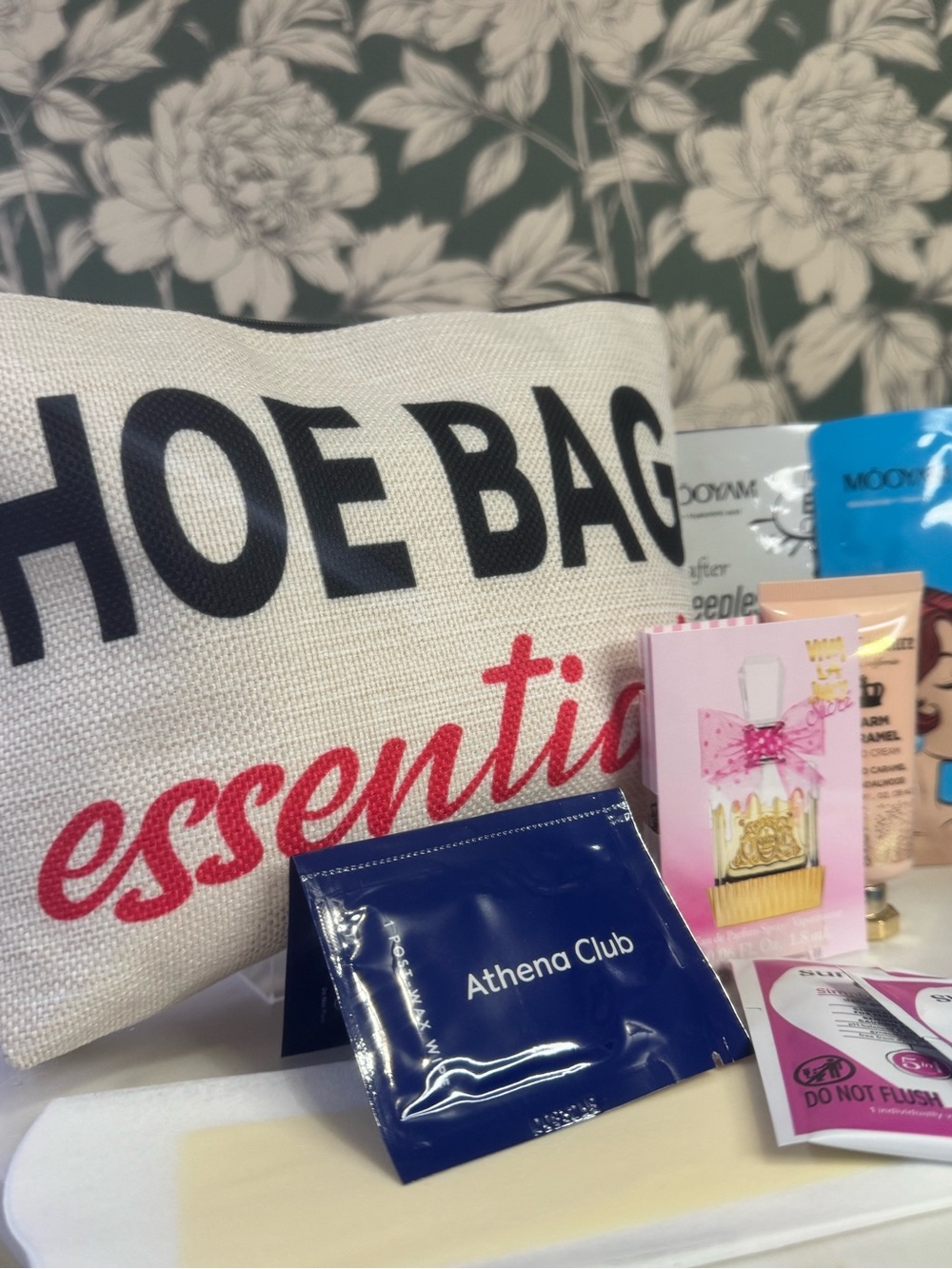 Sarcastic Essentials Canvas Cosmetic Pouch in Cream with Black & Red Text - Picture 3 of 3